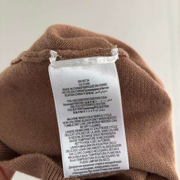 BCBG MAX AZRIA Off the Shoulder Sweater Fold Over Size Small Tan Brown - Picture 6 of 6